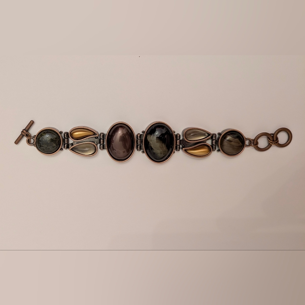 Copper-tone Stone Bracelet, Boho Bracelet